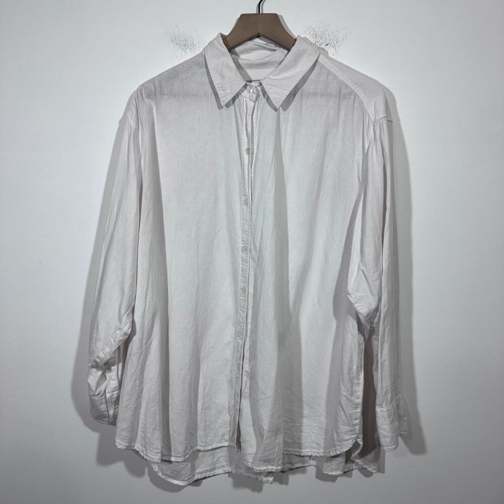 Abercrombie & Fitch Mens Button Down Shirt sz XL White Linen Blend Preppy Office